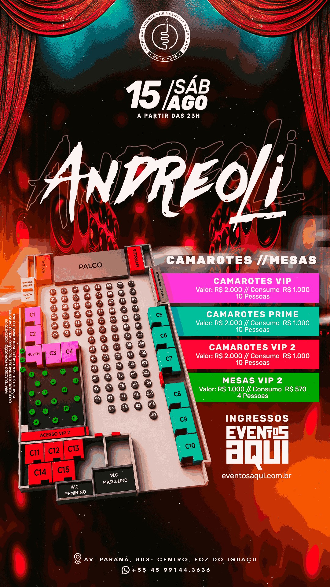 Mapa do evento 15/08 I DJ ANDREOLI
