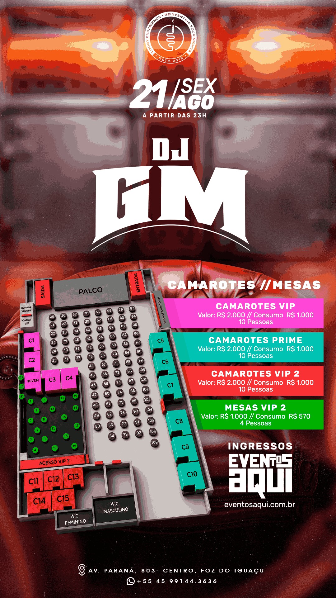 Mapa do evento 21/08 | DJ GM