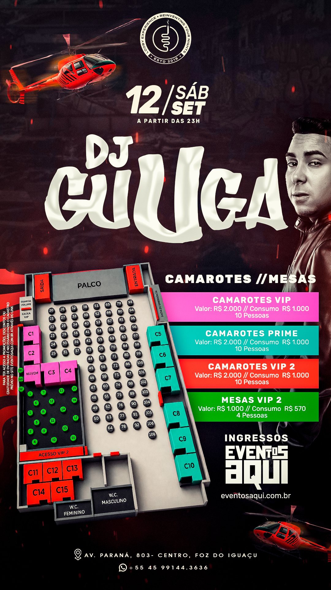 Mapa do evento 12/09 I DJ GUUGA